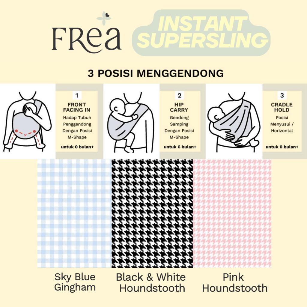 FREA INSTANT SUPER SLING  - Gendongan Bayi Premium M Shape Geos Baby Pouch Newborn Toddler All Size