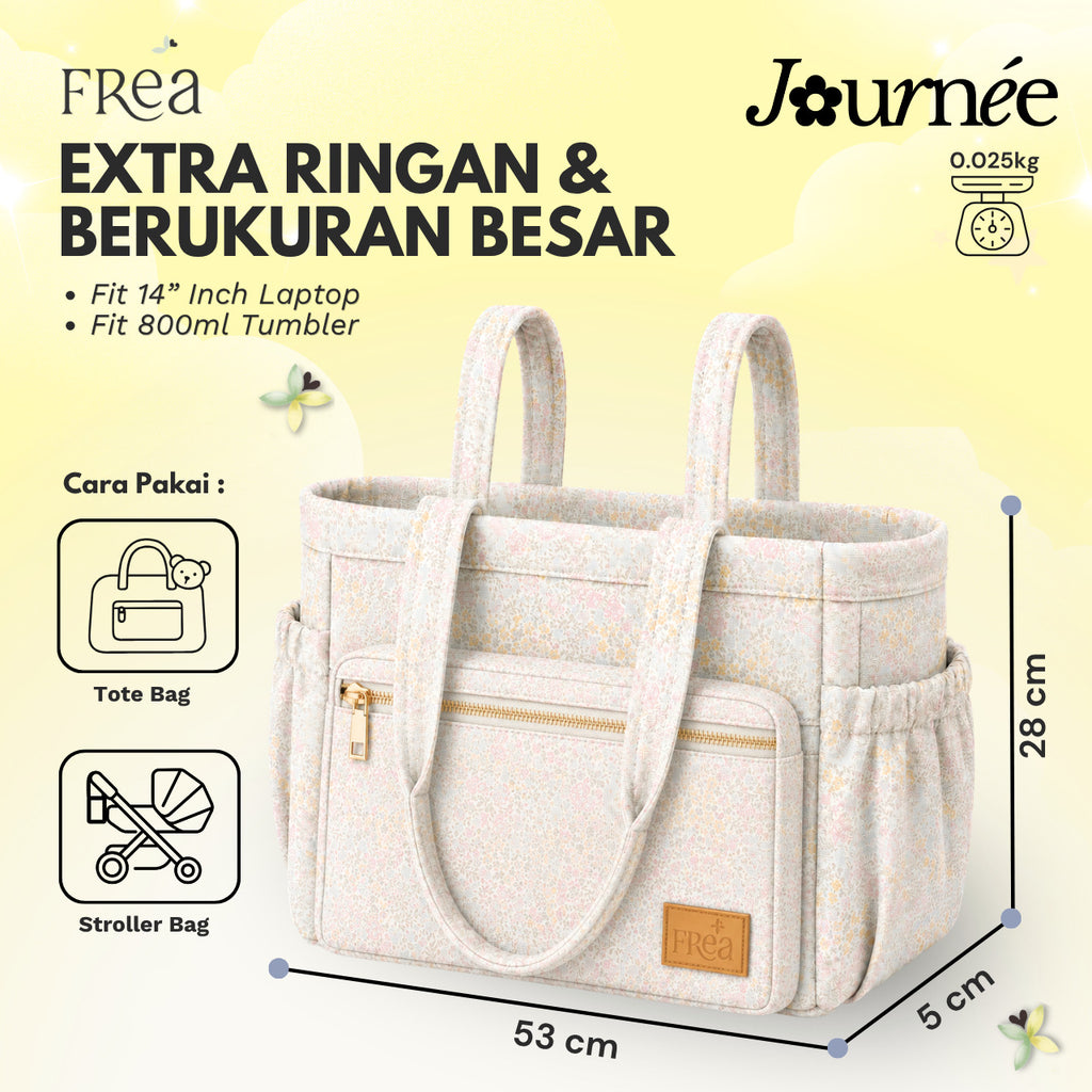 FREA Journee Diaper Bag | Tas Popok Bayi Premium Tote Bag Multinfungsi Stroller Bag