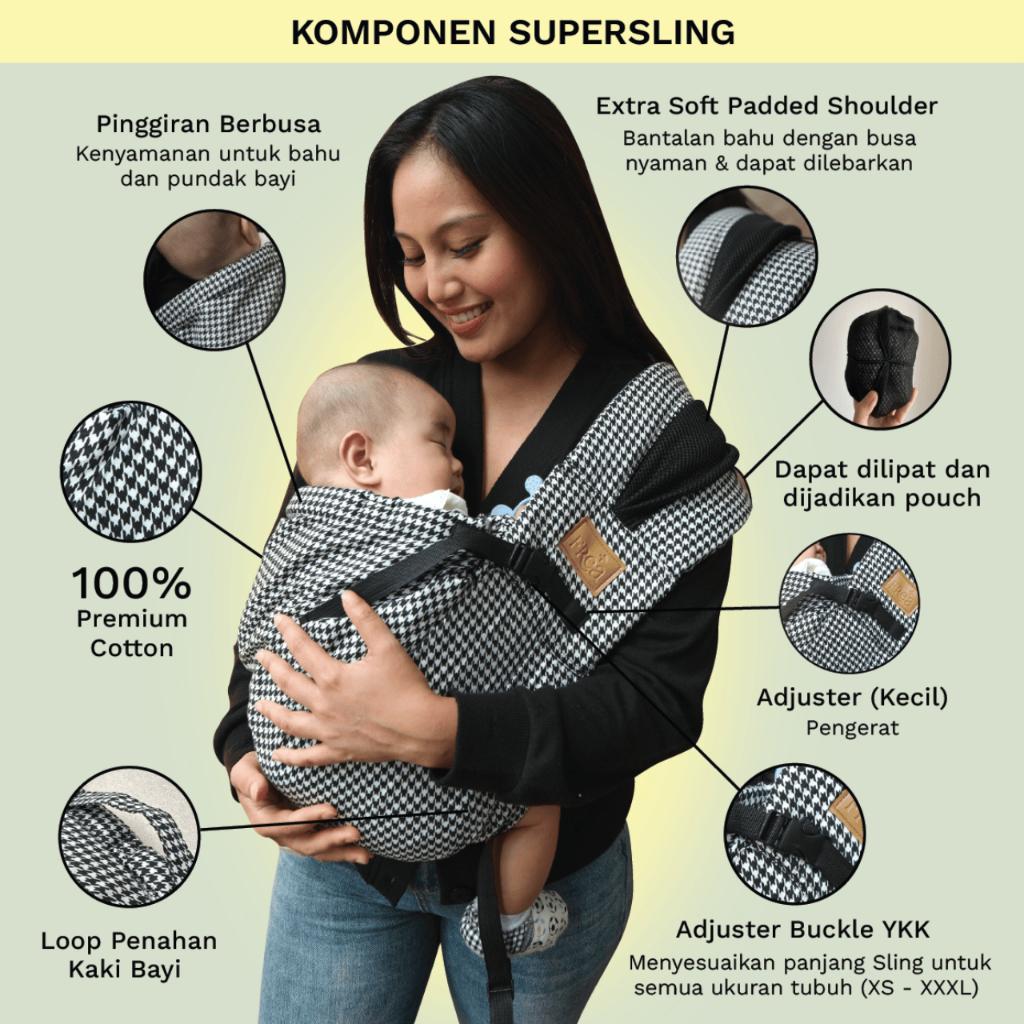 FREA INSTANT SUPER SLING  - Gendongan Bayi Premium M Shape Geos Baby Pouch Newborn Toddler All Size