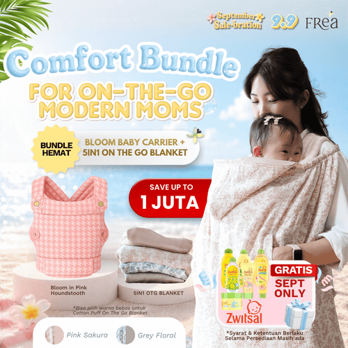 EXCLUSIVE BUNDLE GRATIS ZWITSAL | Bundle FREA Bloom Baby Carrier + 5in1 OTG Blanket