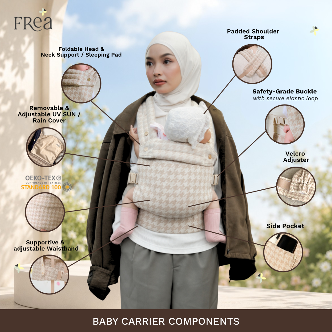 FREA HAVEN 2.0 Baby Carrier - Gendongan Bayi Premium M-Shape SSC FREE PENUTUP KEPALA
