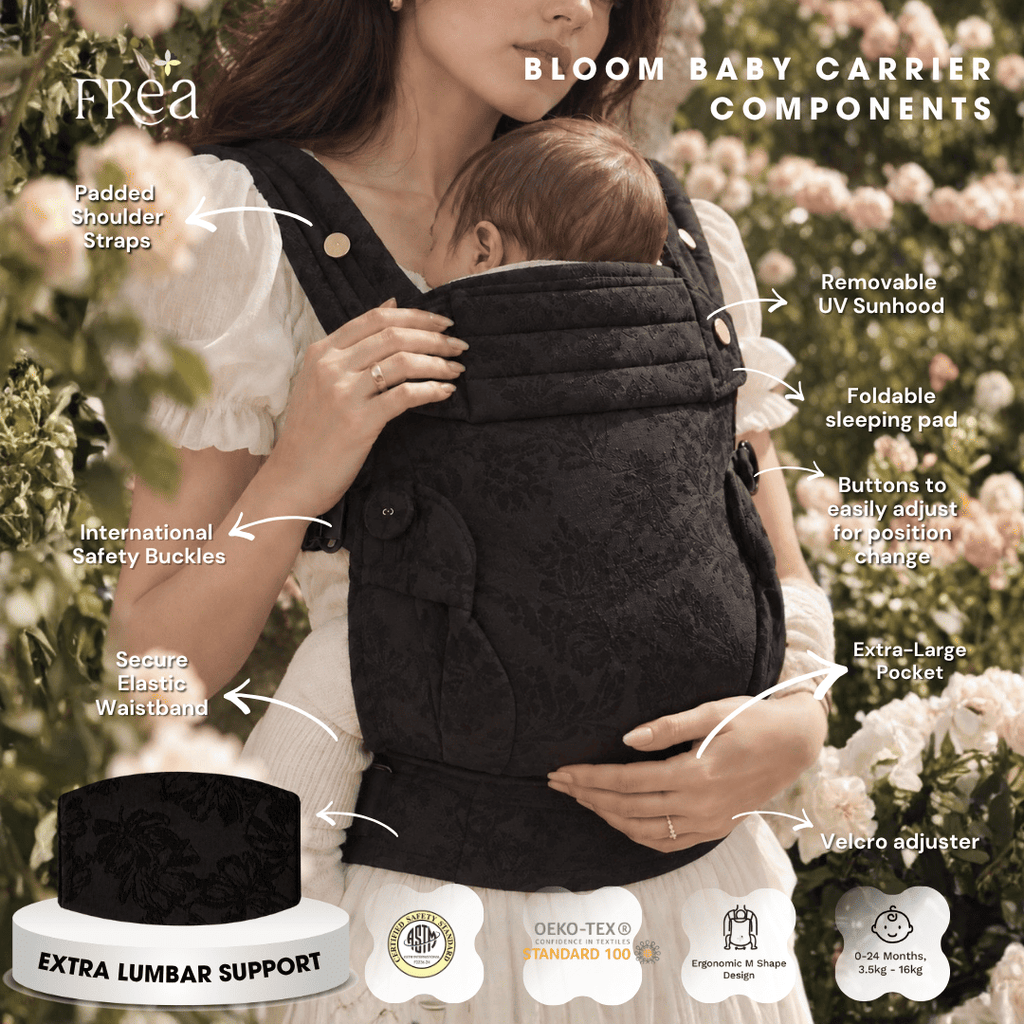 FREA BLOOM FLORAL SERIES – GARDENIA | Gendongan Bayi Premium M-Shape SSC + Free Penutup Kepala