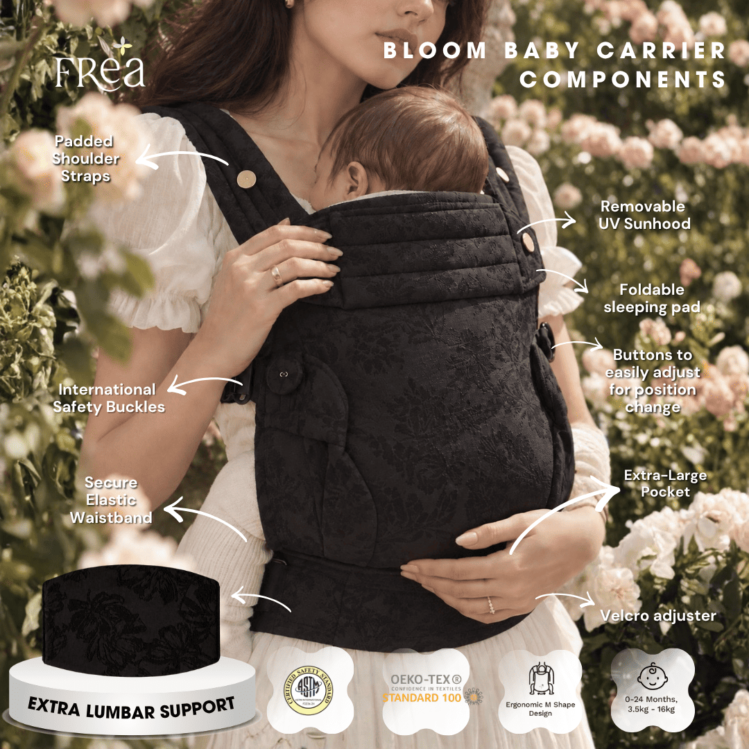 FREA BLOOM FLORAL SERIES – GARDENIA | Gendongan Bayi Premium M-Shape SSC + Free Penutup Kepala