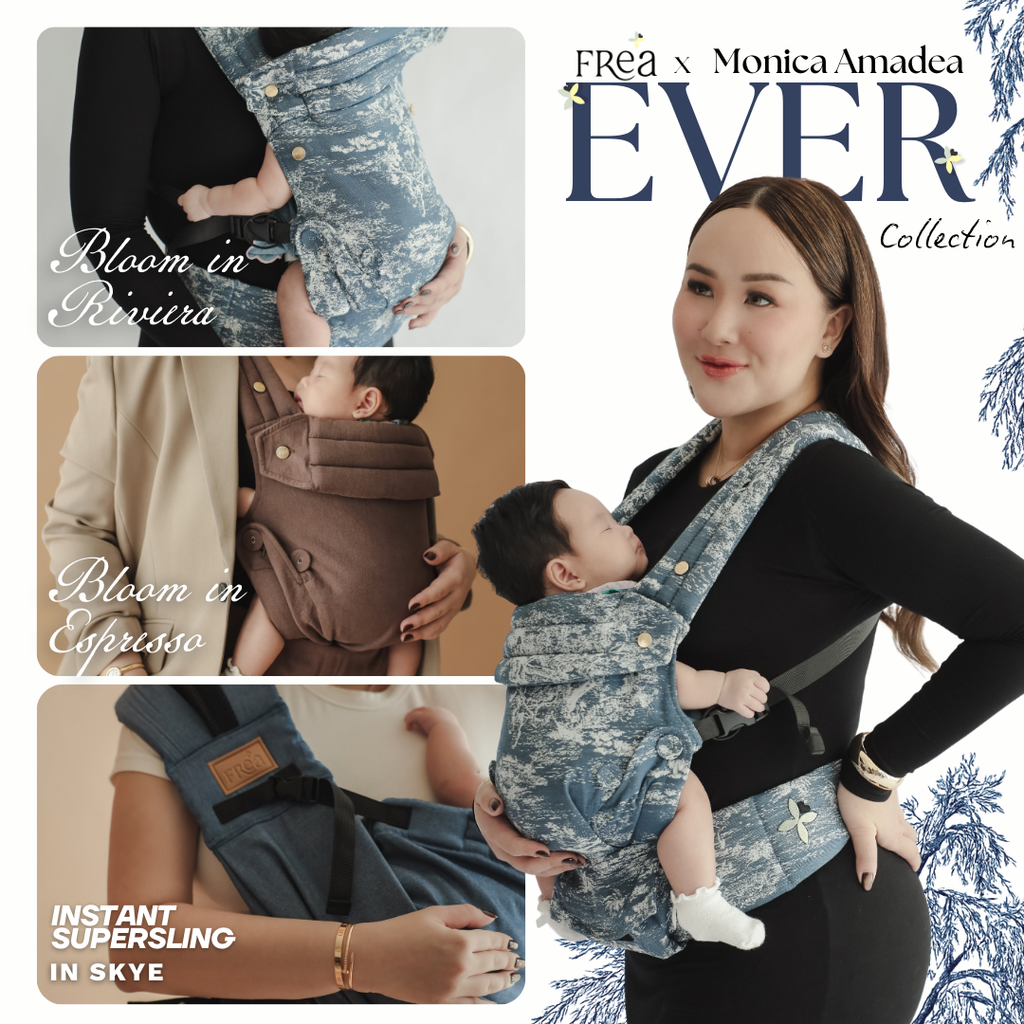 FREA x Monica Amadea BLOOM  ESPRESSO Baby Carrier - Gendongan Bayi Premium M-Shape SSC FREE PENUTUP KEPALA