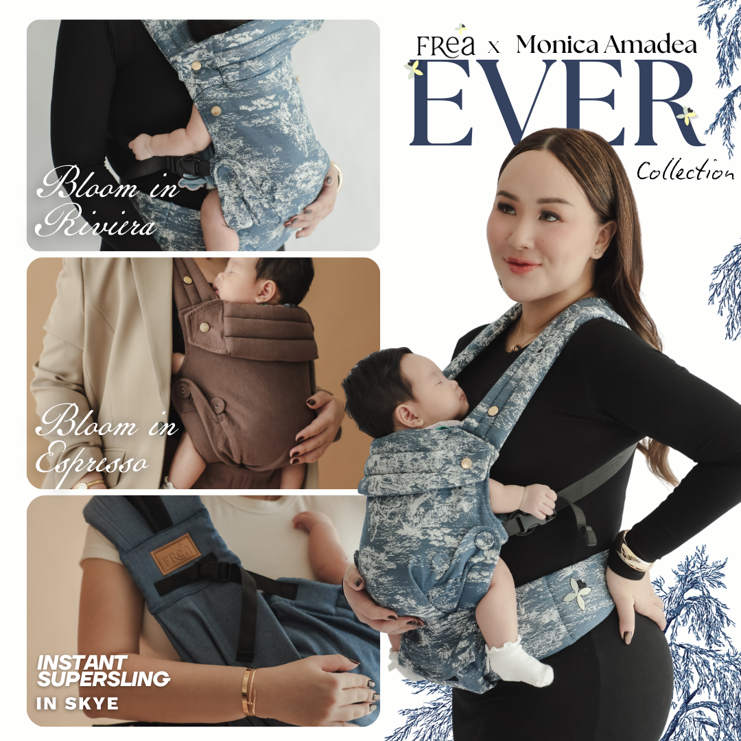 FREA x Monica Amadea BLOOM  RIVIERA Baby Carrier - Gendongan Bayi Premium M-Shape SSC FREE PENUTUP KEPALA