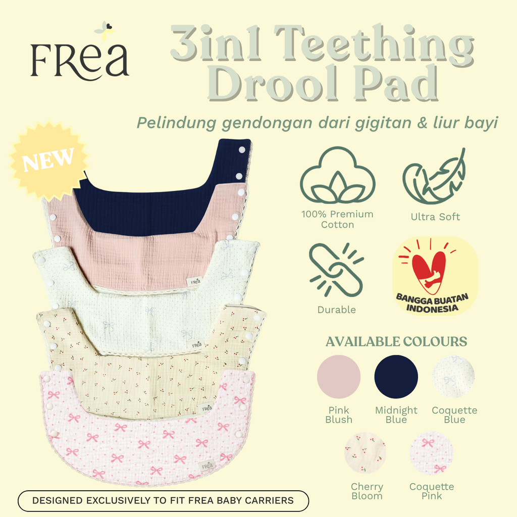 FREA BABY Teething Pad Bayi Premium – Pelindung Gigitan Gendongan | Ultra Lembut, aman, estetik