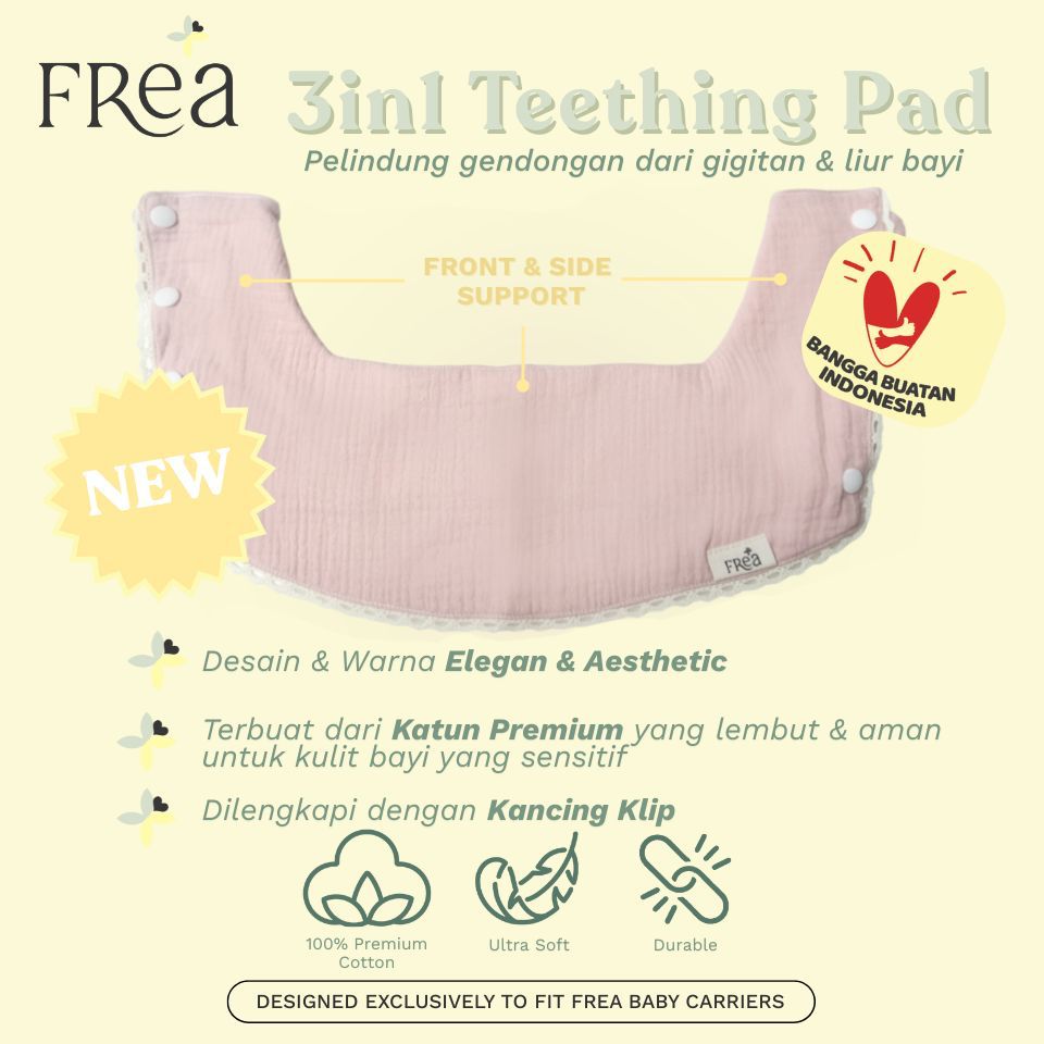 FREA BABY Teething Pad Bayi Premium – Pelindung Gigitan Gendongan | Ultra Lembut, aman, estetik
