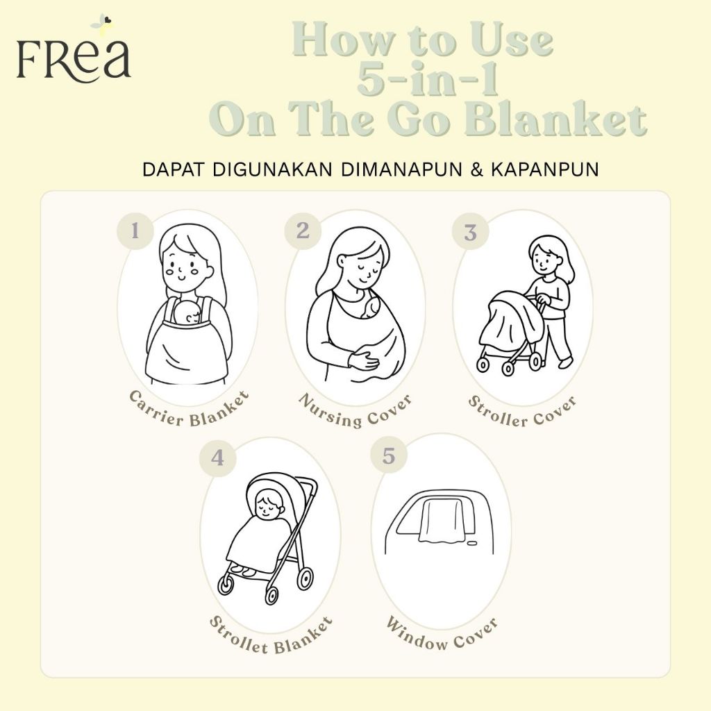 FREA BABY Cottonpuff 5-in-1 On the Go Blanket | Selimut Bayi Multifungsi
