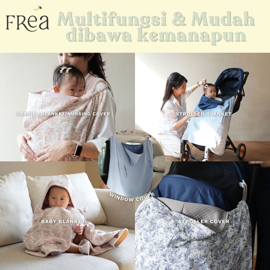 FREA BABY Cottonpuff 5-in-1 On the Go Blanket | Selimut Bayi Multifungsi
