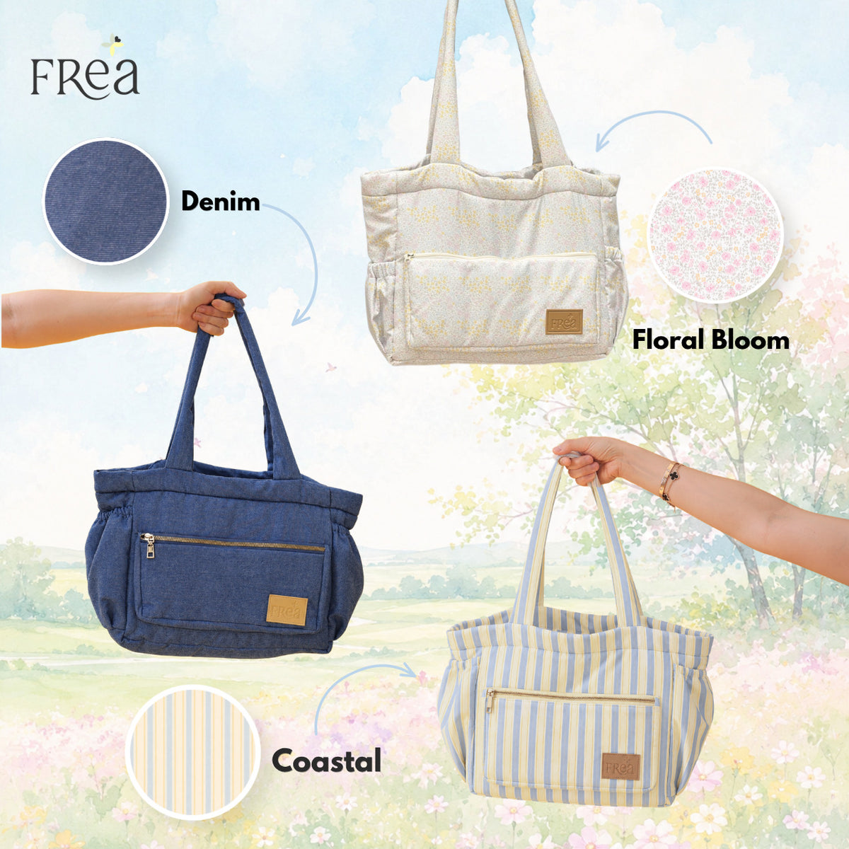 FREA Journee Diaper Bag | Tas Popok Bayi Premium Tote Bag Multinfungsi Stroller Bag